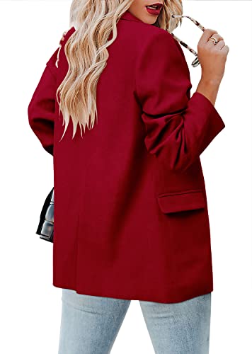Crazy Grid Womens Double Breasted Blazer Jackets Long Sleeve Open Front Suit Jacket Business Casual Dressy Blazer Lapel Ladies Work Office Blazer Plus Size Rose Madder Size 3X-Large #TOP3
