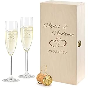 2 Leonardo Sektgläser mit Gravur in Geschenkbox | Paar | zur Hochzeit Geschenkidee Sektglas-Set graviert