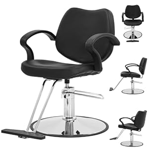 BLKMTY Barber Chair Hydraulic Salon Chair 360° Swivel Stylist Chairs Salon & Spa Chairs Hair Stylist Chair for Barbershop Salon Home Beauty Salon Equipment, Max Load Weight 440 lbs, Black