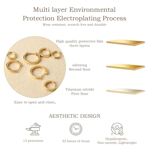 4 Pairs Gold Hoop Earrings for Women Trendy Small 14k Gold Plated Huggie Earring Set,Huggie Earrings Multiple Piercing Hypoallergenic Chunky Open Hoops Cartilage Earrings Jewelry Gifts for Women3