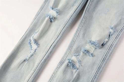 Men Ripped Collection with Vintage Buttons and Embroidered Lettering Jeans3