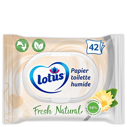 Lotus Papier Toilette Humide Fresh Natural - Sans colorant, ni parfum - Fibres FSC 100 % d’origine naturelle - 42 unités (Lot de 1)