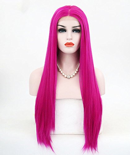 ATAYOU® 26 Pulgadas Largas Pelucas Sintéticas Rojas Delanteras Rectas Del Cordón Pelucas De Cosplay a Prueba De Calor Para Las Mujeres Con 1 Gorra De La Peluca