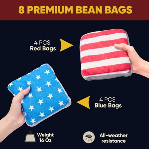 Image of America 250th Anniversary Limited Edition Cornhole Set - Two 4x2 FT Double Hole Boards with Built-in Scoreboard, 1 Canvas Tote Bag & 8 Professional American Stars & Stripes Bean Bags