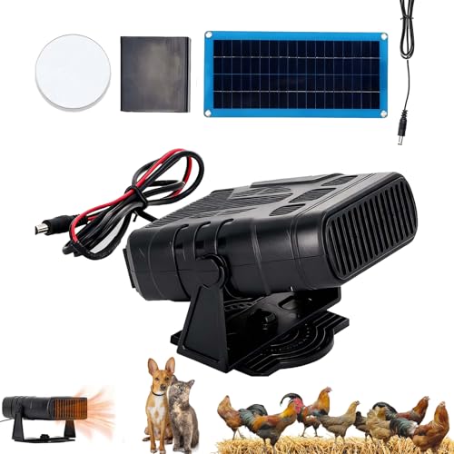 20/30W Solar Heater for Chicken Coop Winter, Compact Solar Heater for Greenhouse, Portable Home Car Greenhouse Solar Powered Heaters or Greenhouse, Pet House, Animal Shelter, Warm Wind Gear (30W)