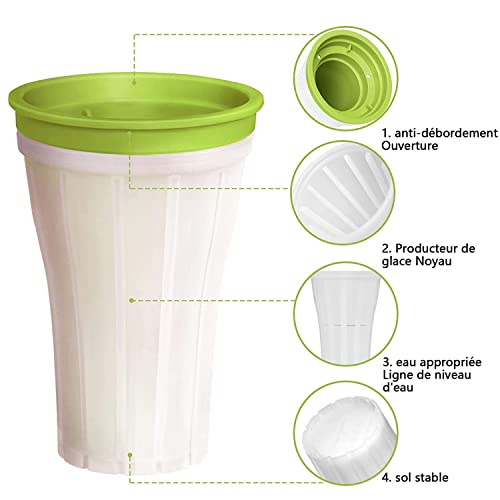 Slushy Maker Becher, 144 ml, wiederverwendbar, Frozen Squeeze Cup, Homemad Cooling Maker Cup, Quick Frozen Smoothies Cup, DIY Eismaschine Becher für Familie (grün) – Bild 5