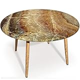 Marble Round Fitted Table Cover with Elastic Edges,Marble Pattern Marbling Culture Design Waterproof