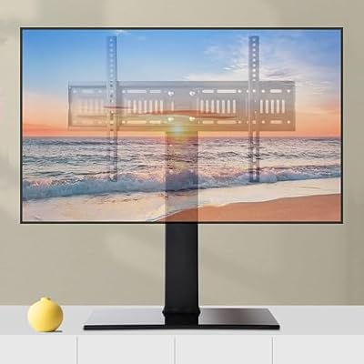 UWYTGF Monitor Arms Tv Stand Universal Rotating Tv Stand Desktop Tv Base,Suitable for 32-65 Inch Tvs,Adjustable Height,with Tempered Glass Base