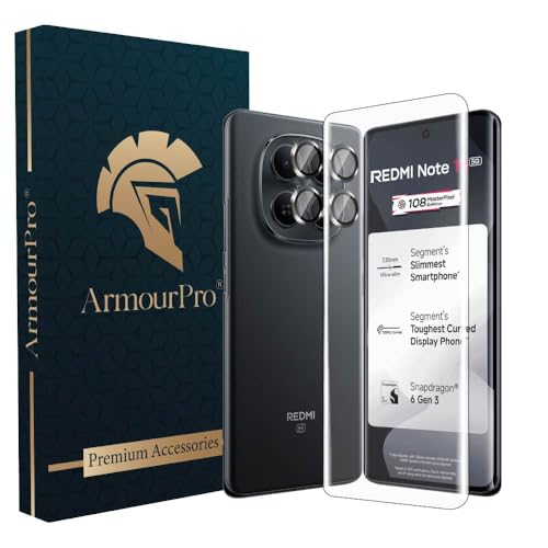 Image of ArmourPro UV Tempered Glass for Redmi Note 15 5G with Black Camera Ring Guard Combo, Crystal Clear Screen Protector, Case Friendly, Anti-Scratch, Bubble-Free Installation Kit