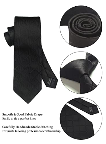 Image of Striped Plaid Polka Dot Mens Tie Formal Necktie Pocket Squares Ties Clips Cufflinks Classic for Men Set