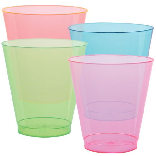 Party DimensionsTransparent Plastic Tumblers, 10 Oz, Assorted Neon