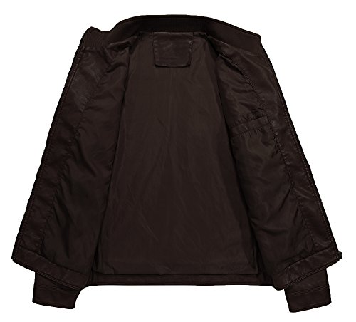 Image of WULFUL Men's Stand Collar Leather Jacket Motorcycle Lightweight Faux Leather Outwear