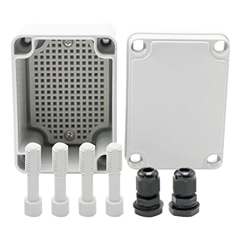 MAKERELE Weatherproof Outdoor Box Electrical with Cover 4.33”3.15”3.35” (1108085mm) Outdoor Universal Durable Cable Enclosure Dustproof with 2 NPT 1/4” Glands Cover