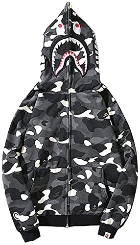 Baonmy Bape Hoodie Fashion Camo Shark Jackets Ape Camo Jacket Boy Hoodies Girls Camo Hoodies (Blackwhite, Medium) Baonmy Bape Hoodie Fashion Camo Shark Jackets Ape Camo Jacket Boy Hoodies Girls Camo Hoodies (Blackwhite, Medium)