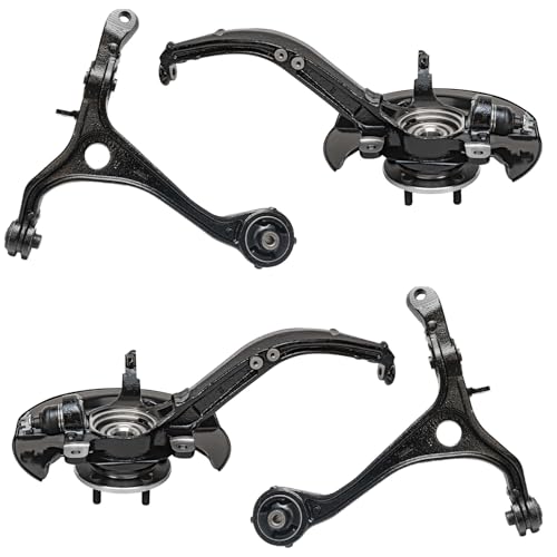 Image of Detroit Axle - 2.4L Front Knuckles Control Arms for 2003-2007 Honda Accord 2004 2005 2006 Steering Knuckles and Wheel Bearing Hub Lower Control Arms Replacement [Manual Transmission]