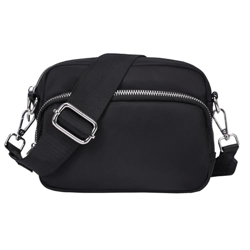 Image of Crossbody Bag for Women,Camera Sports Purses Lightweight Shoulder Bag Waterproof Purse with Adjustable Wide Strap (Black)