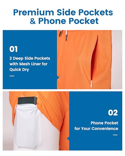 Image of maamgic 5inch Mens Swimming Trunks with Compression Liner 2-in-1 Swim Trunks Stretch Quick Dry Swim Shorts Zipper Pockets
