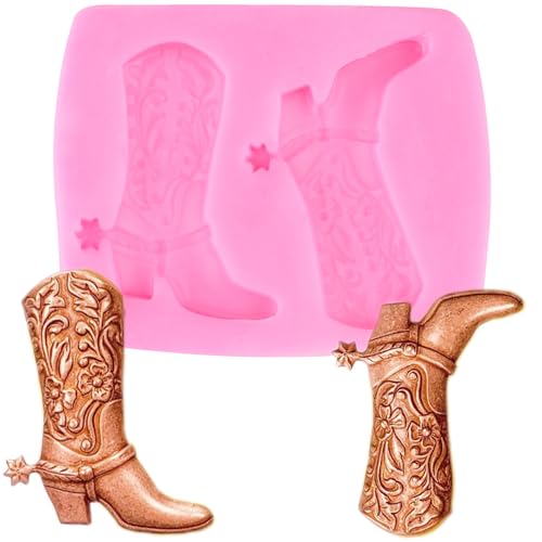 YIHUOMOLDS 3D Boot Silicone Molds Cowboy Boot Fondant Mold For DIY Cake Decorating Cupcake Topper...