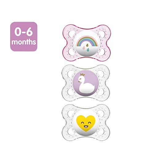 Image of MAM Clear 0-6 Month Pacifiers Value Pack (3 Pack), 0-6 Months Baby Girl Pacifiers, Best Pacifier for Breastfed Babies