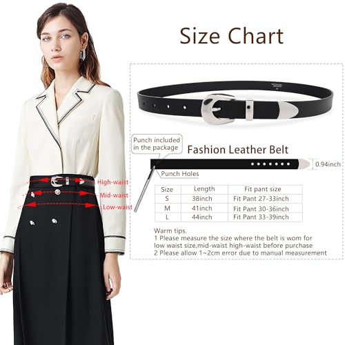 Genuine Leather Belts for Women, Fashion Womens Belts for Jeans Pants, Work Casual Trendy Womens Belt4