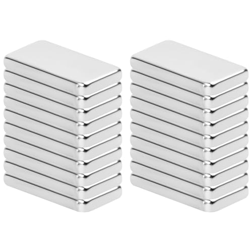 Wisebom Aimants Puissants Rectangulaire 20 * 10 * 3mm Aimants en Néodyme, 20Pcs Petit Aimants Carré Forts Aimants de Terres Rares, Aimant Frigo pour Tableau...
