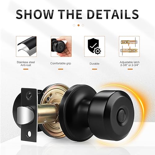 Bouton de porte noir de qualité supérieure Probrico pack de 5 robuste