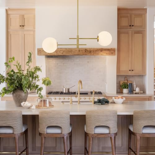 Image of Modern Milk Glass Globe Linear Chandelier, 37.40 inch 2-Lights Gold