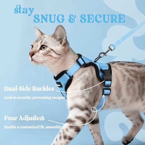 Image of rabbitgoo Cat Harness and Leash Set, Escape Proof Vest, Light Blue