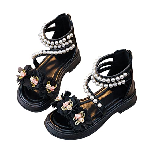 Girls' Sandals Summer Children's Soft Sole Shoes Fashion Girls' Pearl Flower Decoration Princess Soccer Slide Sandals