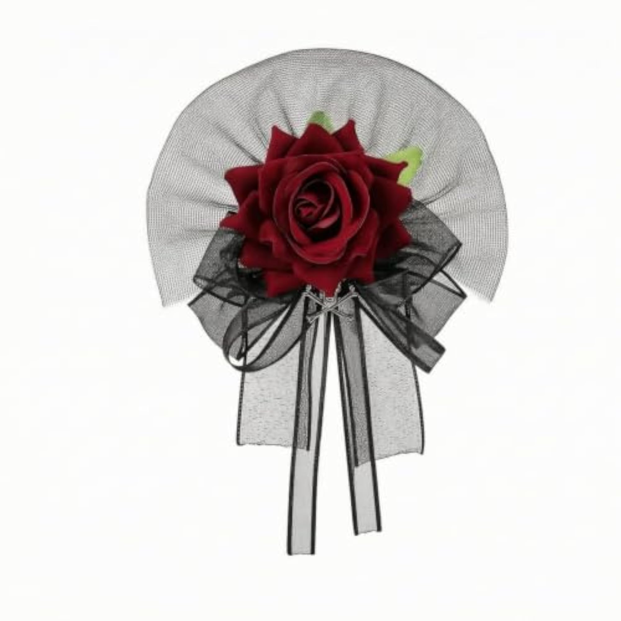 Gothic Rose Corsage Floral Accessory with Skull Charm