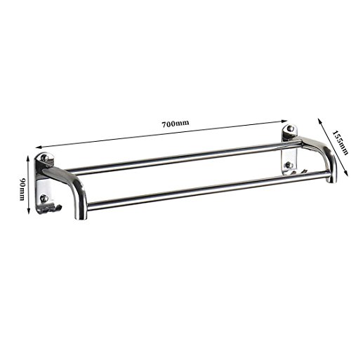 Toallero doble de acero inoxidable para baño barra de pared premium de 70cm 3