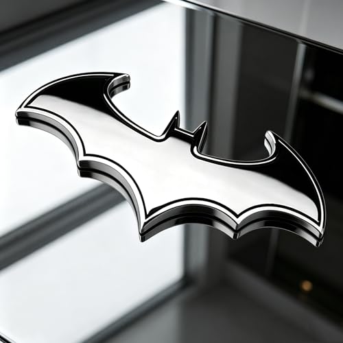 Image of 3D Metal Chrome Bat Emblem Badge Sticker Decoration for Car, Truck, Motorcycle, RV, Scooter, SUV, Door, Window (Silver Bat)