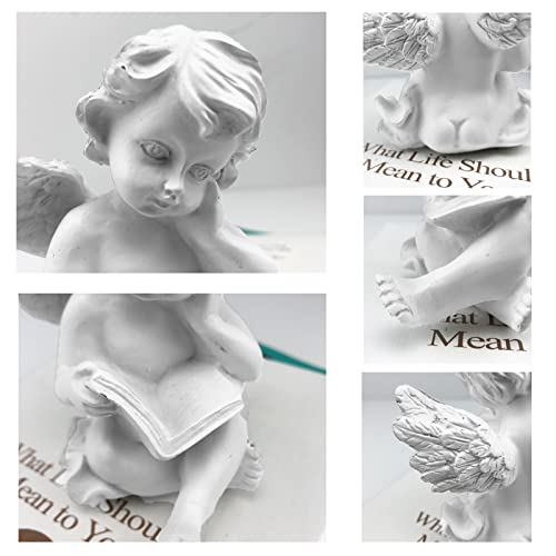 Cherubs Angels Resin Garden Statue Figurine , Adorable Angel Sculpture Memorial Statue, Indoor Outdoor Home Garden Decoration (Reading Cherub) #TOP4
