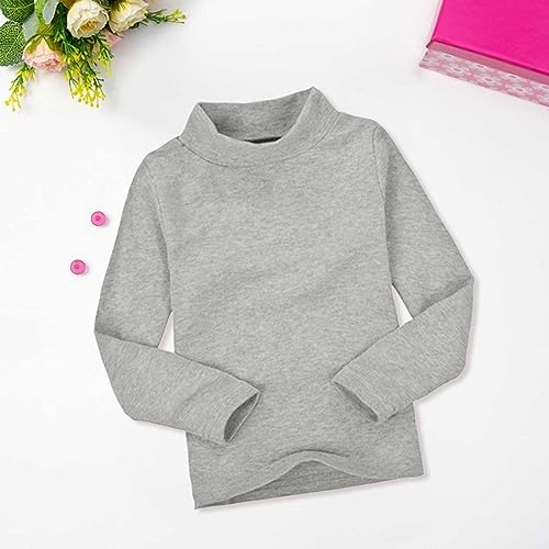 Betadog Boy's Long Sleeve Poly Spandex Turtleneck Girls and Toddler Long Sleeve Turtleneck Shirts (Grey, 5-6 Years)3