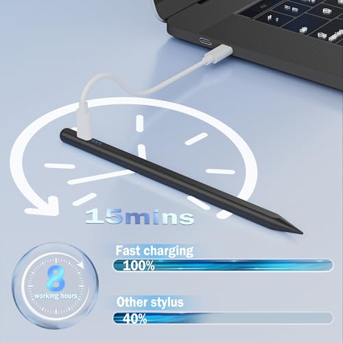 Image of Stylus Pen for iPad, 15 mins Fast Charging Apple iPad Pencil with Palm Rejection, Tilt Sensitivity, Work for 2018-23 iPad Air 3 /4 /5, iPad mini 5 /6, iPad 6 /7 /8 /9 /10, iPad Pro 11 inch and 12.9 inch (Black)