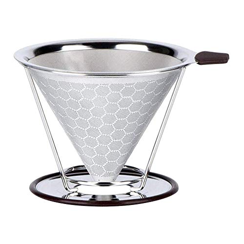 ストリックスデザイン コーヒードリッパー ステンレス 円錐 軽量 1〜4杯用 コーヒードリッパー 2層メッシュ ブラシ不要 ステンレスフィルター ドリップ 器具 喫茶店 カフェ アウトドア キャンプ
