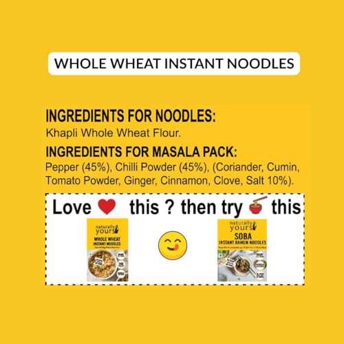 Image of Naturally Yours Instant Noodles Combo | Khapli Whole Wheat & Multi Millet Variety Pack | Maida Free, High Protein & Fiber | Steam Dried, Non Fried | No Onion No Garlic, Jain Friendly | 175g x 6 Pack