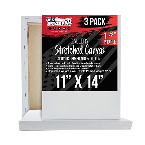 U.S. Art Supply Medium Stretched Canvas for Painting 11x14 inch ...