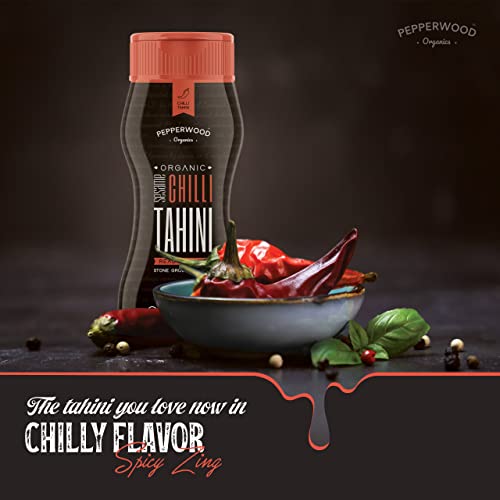 Organic Spicy Chilli Sesame Tahini - Squeezable Creamy & Ready Tahini Paste - Organic, Gluten-Free, Kosher, Vegan, Peanut-Free, 8.8 Ounce (250G) #TOP2