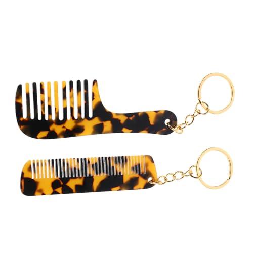 ULTECHNOVO 2 Pcs Travel Comb Mini Acetate Comb Keychain Detangling Combs Wide Toudh Combs Hair Pockm
