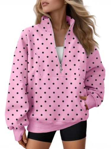Image of AUTOMET Women's Quarter Zip Oversized Sweatshirt Fleece Mock Neck Pullover