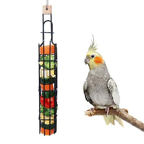 ZARYIEEO Futterspender für Vögel, Gemüse, Obst, Futterhalter für Vogelkäfig, Gemüsekörner, Weizen, hängende Metallkette, Futterspender für mittelgroße und große Papageien Cover