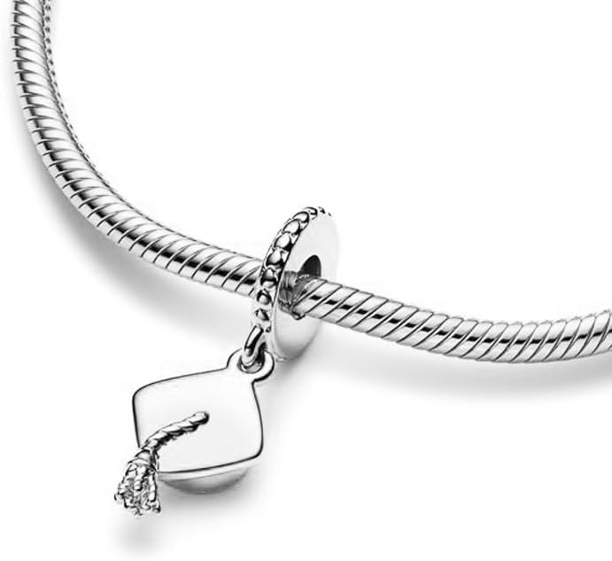 925 Sterling Silver, Graduation Series Mortarboard Charm Fit European Bracelet Make Fashion Jewelry Gift for Women - Image 2