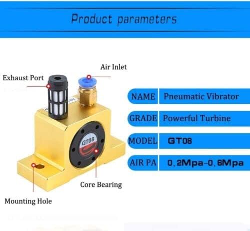 Miniatura 2 de 4pcs 18" vibradores neumáticos industriales GT-08 de la turbina con el silenciador con el conector