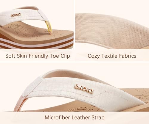 Image of ONCAI Women's Platform Wedge Flip Flops Trendy Dressy Womans Summer Flatform Chunky Heel Sandals with Comfortable Walking Outdoor Rubber Soles (US Size 5-11)