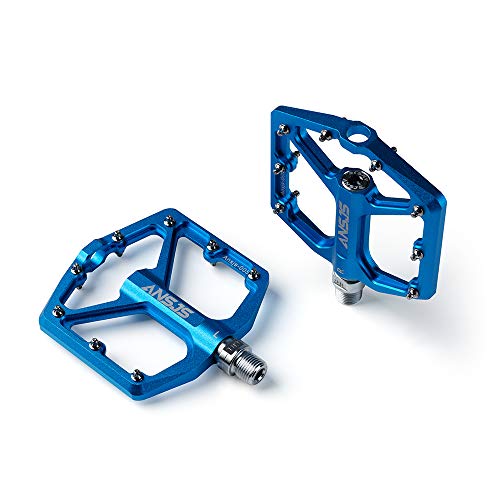 Ansjs Mountain Bike Pedals Mtb Pedals Bicycle Flat Pedals Aluminum 9/16" Sealed Bearing Lightweight Platform For Road Mountain Bmx Mtb Bike (Blue) #TOP4