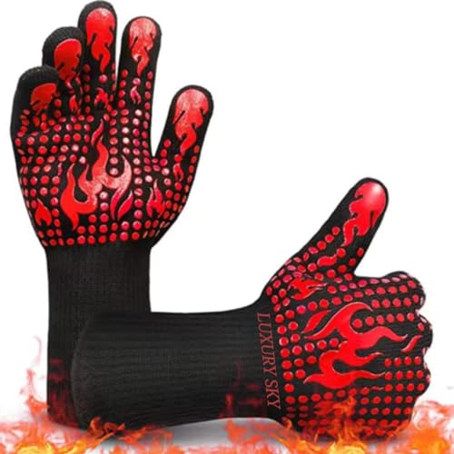 Luxury Sky HY020 Large Bbq Gloves, 932°F/500°C Heat Resistant Grilling Gloves cover
