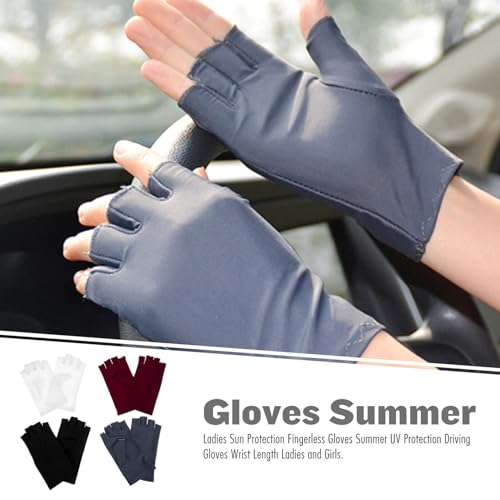 Guantes de protección solar mujer sin dedos material transpirable elástico multicolor 6