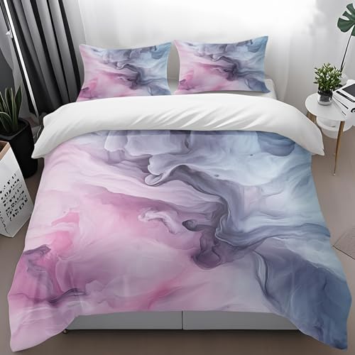 Colcha Cama 135 Mármol Gris Colchas para Cama de 135 Microfibra Funda Nordica Edredon Invierno con Cremallera Edredones Nórdica Suave+2 Funda Almohada 50x75cm