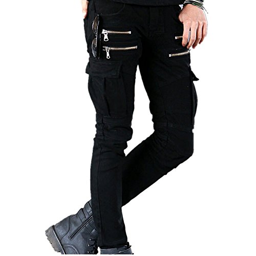 Into Men's Skinny Distressed Pencil Pants Slim Straight Fit Zipper Jeans